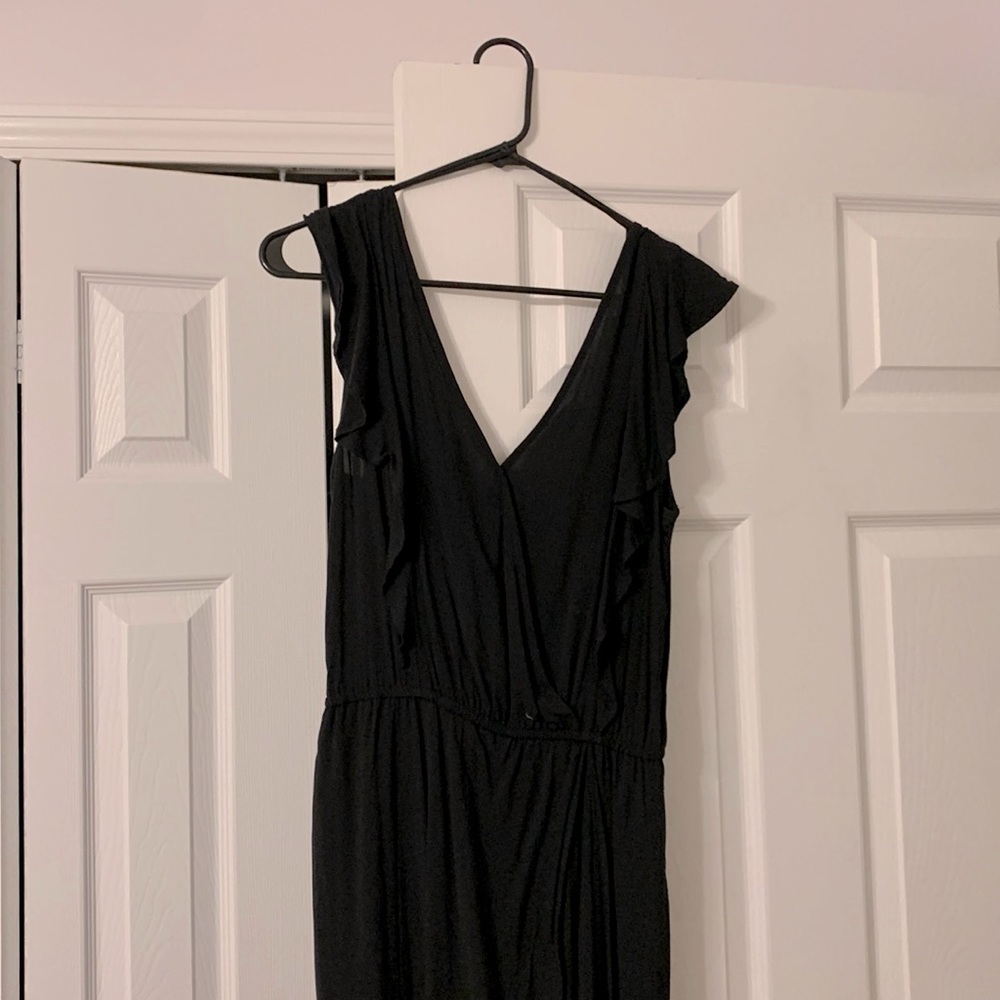 black hi-low tie back dress with shorts